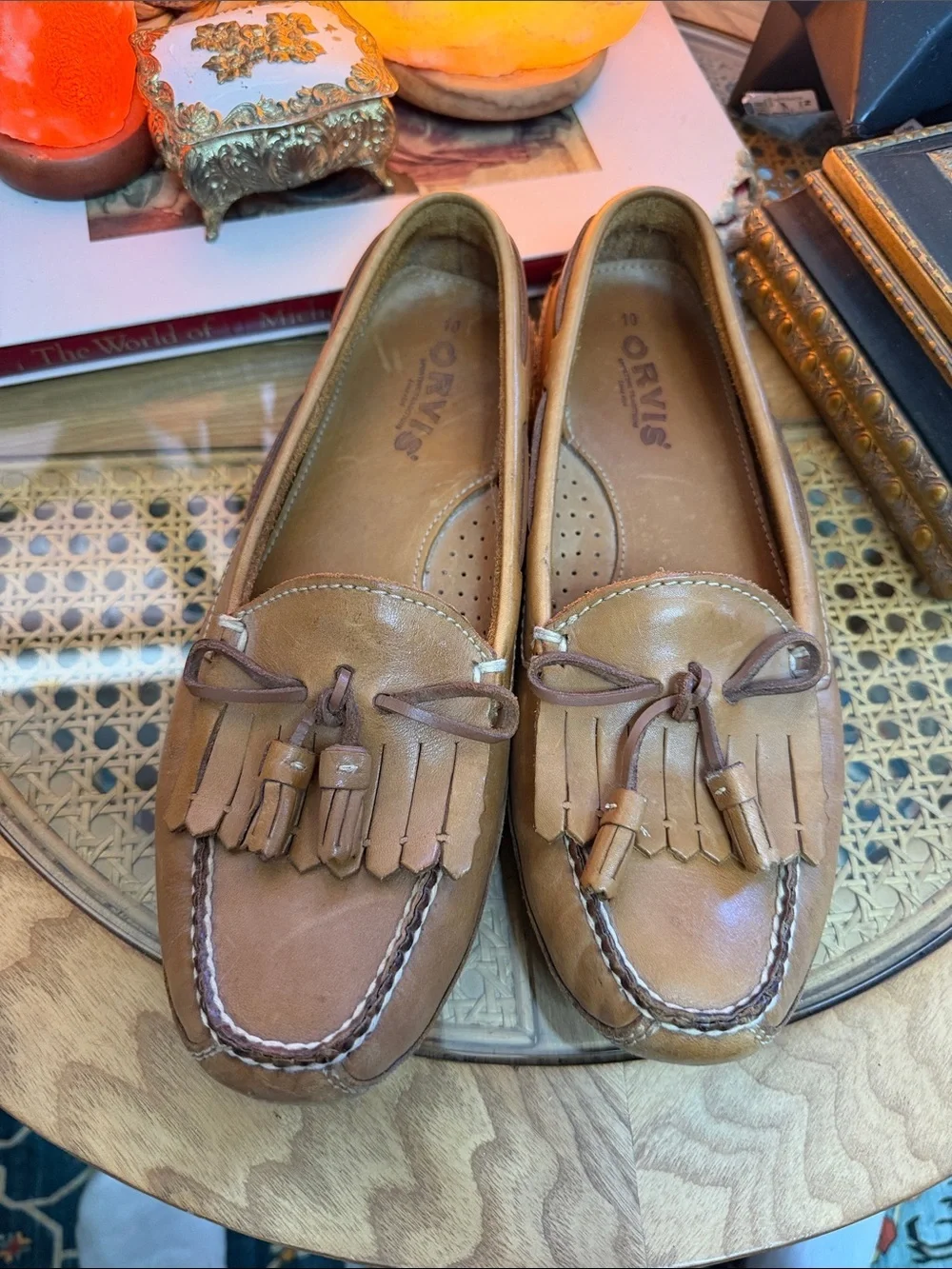Vintage Orvis Leather Tassel Loafers Brown Kiltie Moccasins Size 10